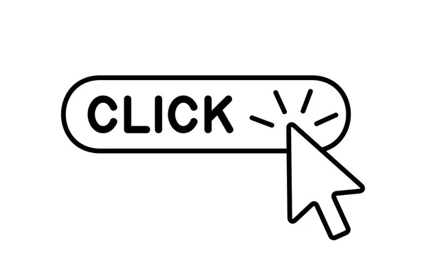 Klik Hier Met Cursor Pictogram Geïsoleerd Witte Achtergrond — Stockvector