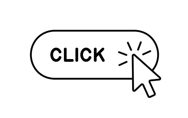 Klik Hier Met Cursor Pictogram Geïsoleerd Witte Achtergrond — Stockvector