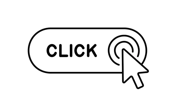 Klik Hier Met Cursor Pictogram Geïsoleerd Witte Achtergrond — Stockvector