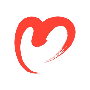 Elle çizilmiş kalp. Beyaz arka plan üzerinde izole