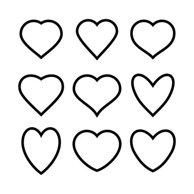 Siyah kalp ilahları, doğrusal tasarım kümesi. Beyaz arka plan üzerinde izole