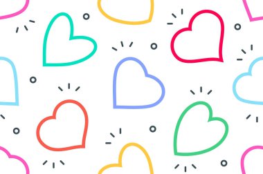 Renkli kalpler seamless modeli, doğrusal tasarım. Beyaz arka plan üzerinde izole