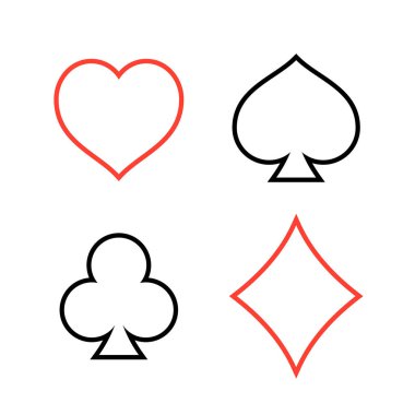 Takım oyun kağıdı, doğrusal tasarım. Beyaz arka plan üzerinde izole