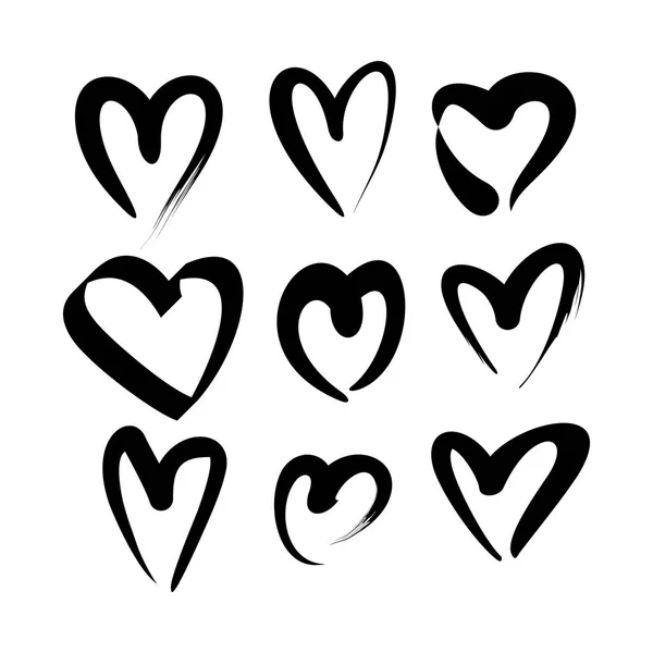 Schwarzes Handgezeichnetes Herz Isoliert Auf Weißem Hintergrund — Stockvektor