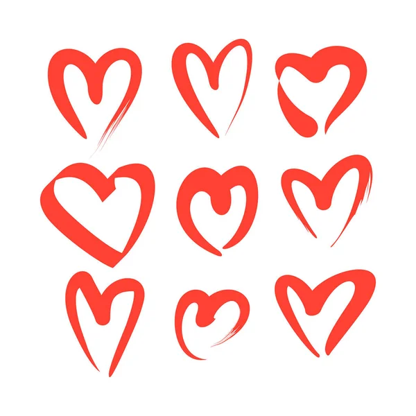 Rotes Handgezeichnetes Herz Isoliert Auf Weißem Hintergrund — Stockvektor