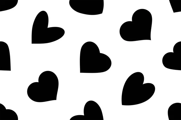 Corazón Negro Patrón Sin Costuras Sobre Fondo Blanco — Vector de stock