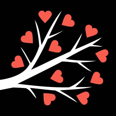 Soyut kalp ağaç. Sevgililer ağaç yürekleri. Siyah arka plan üzerinde izole