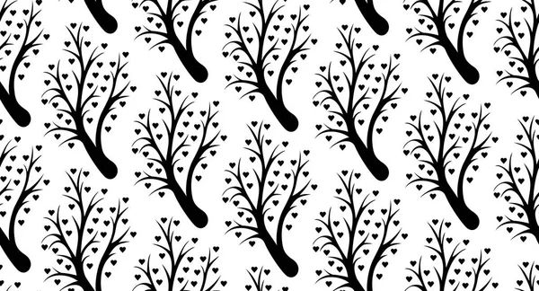 Soyut kalp ağaç ile Seamless modeli. Sevgililer ağaç yürekleri. Beyaz arka plan üzerinde izole