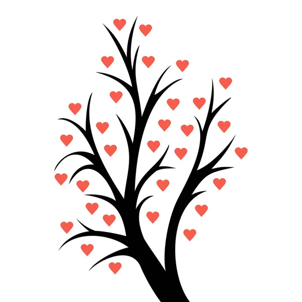 Abstract Heart Tree Valentine Tree Hearts Isolated White Background — Stock Vector