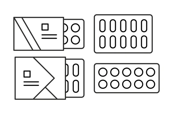 Medizinische Pillen Blasen Medikamentensymbole Isoliert Auf Weißem Hintergrund — Stockvektor
