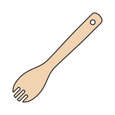 Tahta kaşık simgesi. Beyaz arka plan üzerinde izole