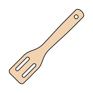 Tahta kaşık simgesi. Beyaz arka plan üzerinde izole