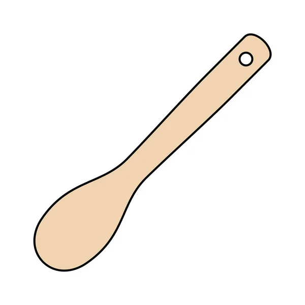 Wooden Spoon Icon Isolated White Background — Stock Vector