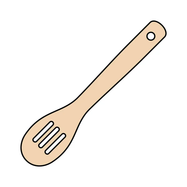 Wooden Spoon Icon Isolated White Background — Stock Vector
