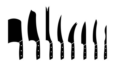 Mutfak bıçak seti. Beyaz arka plan üzerinde izole