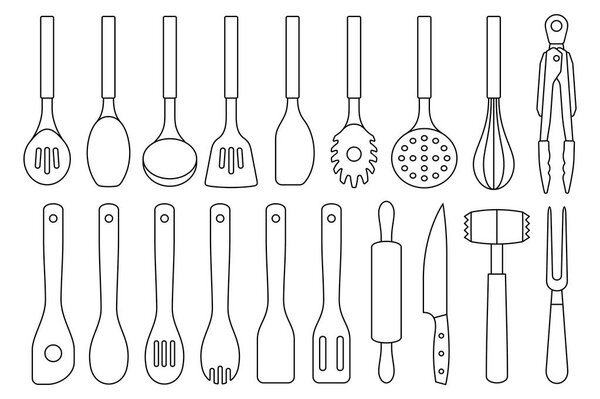 Set of Kitchen Utensils. isolated on white background