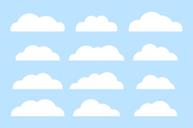 Bulut kümesi. üzerinde mavi arka plan izole