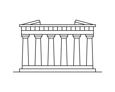 Parthenon, Atina simgesi. Beyaz arka plan üzerinde izole