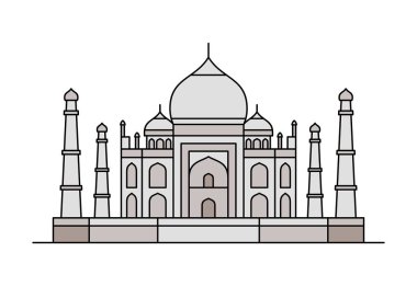 Taj Mahal'ı simgesi. Beyaz arka plan üzerinde izole