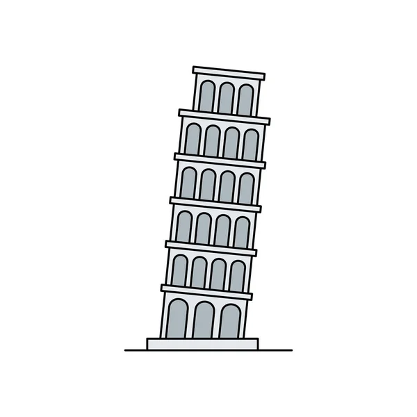 Tower Pisa Icon Isolated White Background — Stock Vector