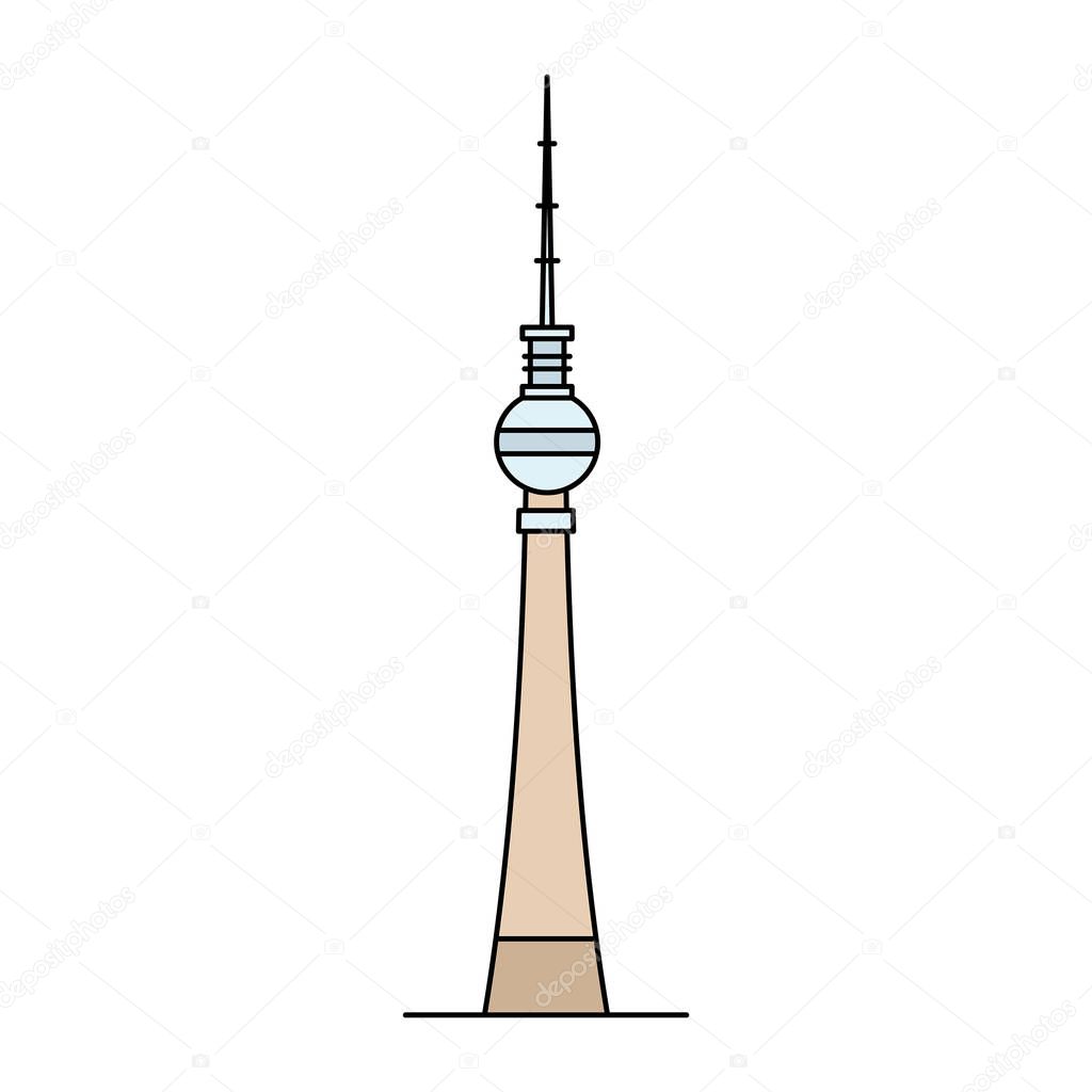 Berlin TV Tower icon. isolated on white background