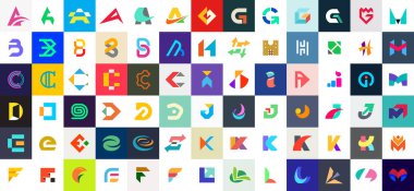 Soyut logoları koleksiyonu harflerle. Geometrik soyut logolar