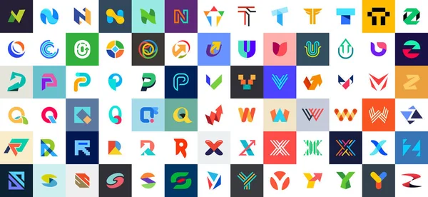 Coleção Logotipos Abstratos Com Letras Logótipos Abstractos Geométricos — Vetor de Stock