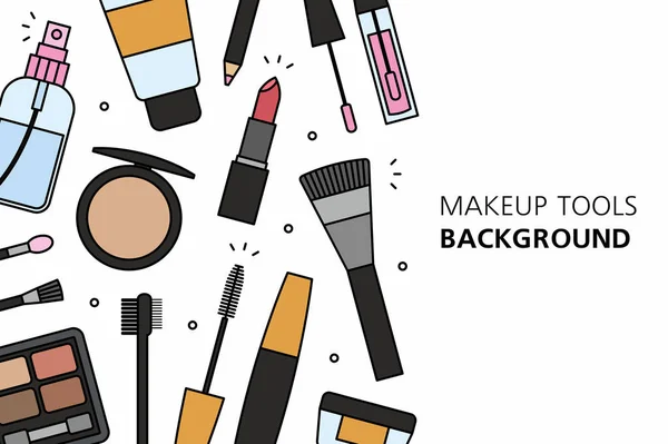 Makeup Verktyg Bakgrund Isolerad Vit Bakgrund — Stock vektor