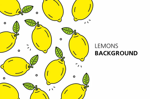 Sfondo Limoni Isolato Sfondo Bianco — Vettoriale Stock