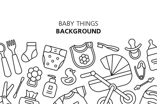 Baby things background. isolated on white background
