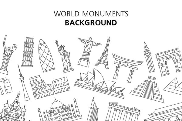 World Monuments Sfondo Isolato Sfondo Bianco — Vettoriale Stock