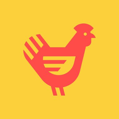 Tavuk, tavuk logosu. Simge tasarımı. Şablon öğeleri