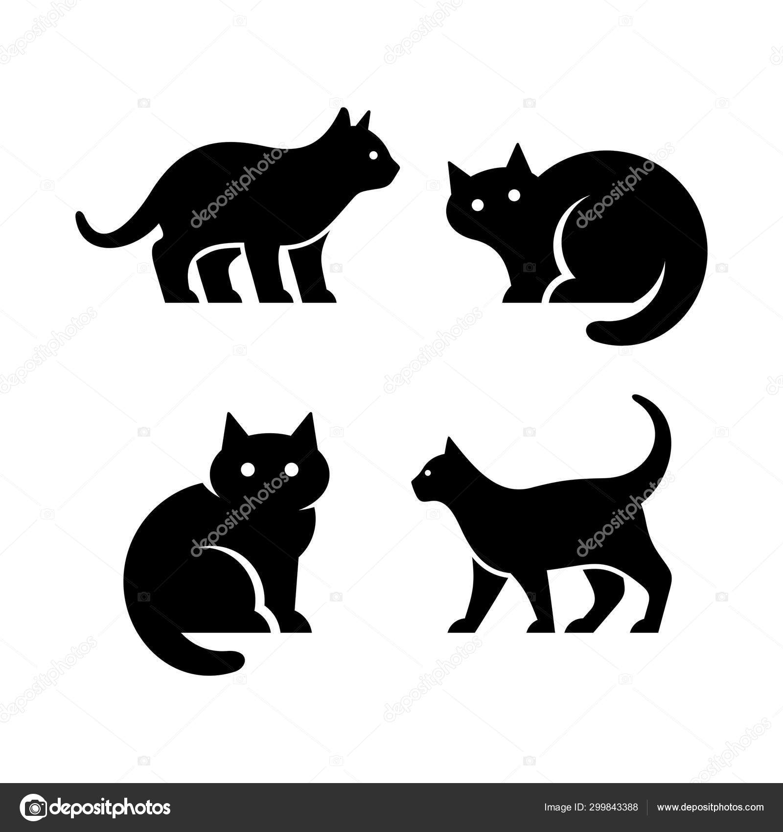 cat icons set, black and white design elements. vector illustration.  25877130 Vector Art at Vecteezy