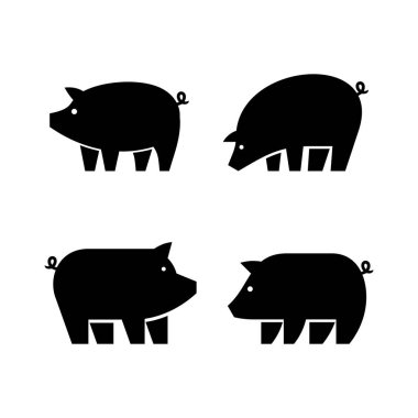 Domuz logosu seti. Simge tasarımı. Şablon öğeleri