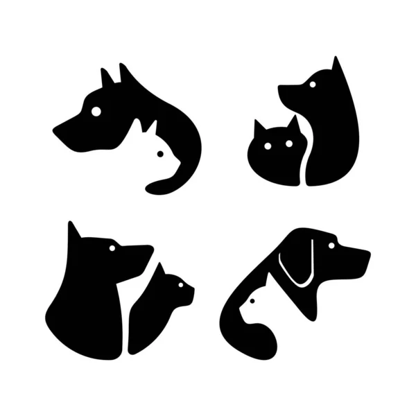 Set Mit Hunde Und Katzenlogo Symboldesign Vorlagenelemente — Stockvektor