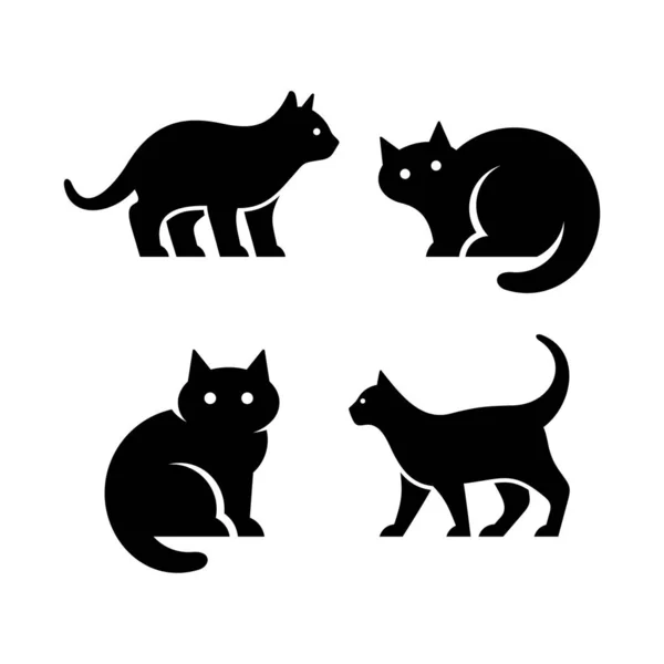 Set Van Kat Logo Pictogram Ontwerp Sjabloon Elementen — Stockvector