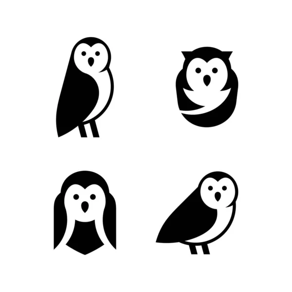 Set Owl Logo Icon Design Template Elements — Stock Vector