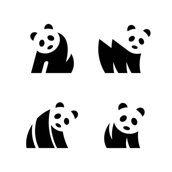 Sada Loga Panda Návrh Ikon Elementy Šablony — Stockový vektor