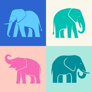 Elephant logosu seti. Simge tasarımı. Şablon öğeleri