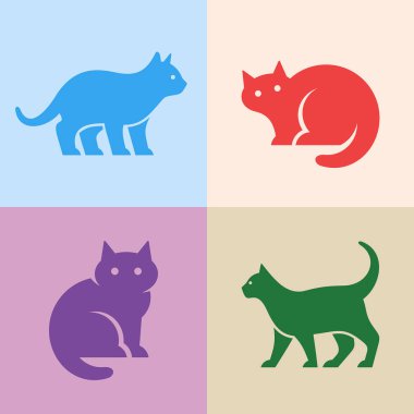 Cat logosu seti. Simge tasarımı. Şablon öğeleri