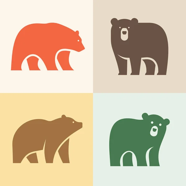 Σετ Λογότυπο Της Αρκούδας Σχεδιασμός Εικονιδίων Στοιχεία Προτύπου — Διανυσματικό Αρχείο