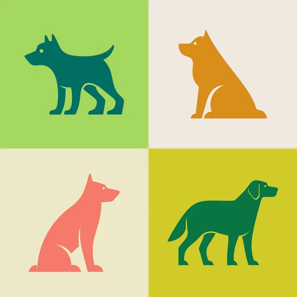 Conjunto Logotipo Cão Design Ícones Elementos Modelo — Vetor de Stock