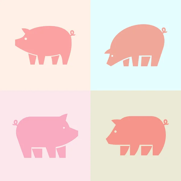 Juego Logo Pig Diseño Iconos Elementos Plantilla — Vector de stock