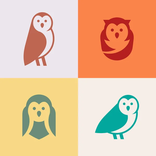 Zestaw Logo Owl Projektowanie Ikon Elementy Szablonowe — Wektor stockowy