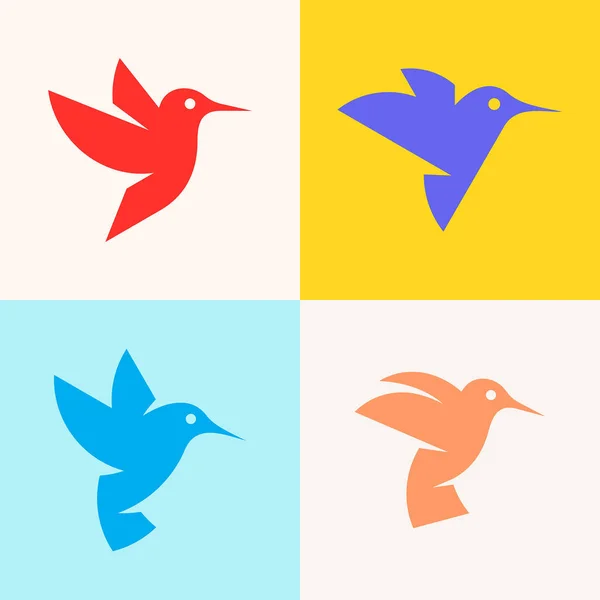 Zestaw Logo Hummingbird Projektowanie Ikon Elementy Szablonowe — Wektor stockowy