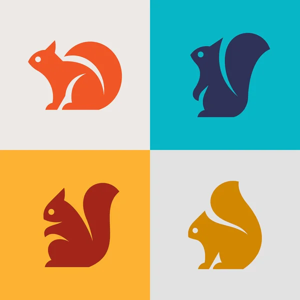Σετ Λογότυπου Σκίουρου Σχεδιασμός Εικονιδίων Στοιχεία Προτύπου — Διανυσματικό Αρχείο