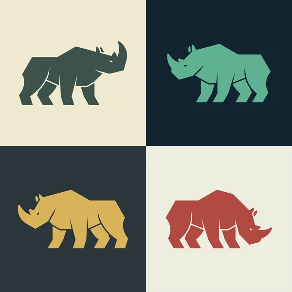 Conjunto Logo Rhinoceros Diseño Iconos Elementos Plantilla — Vector de stock