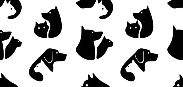 Padrão Sem Costura Com Logotipo Cão Gato Isolado Fundo Branco — Vetor de Stock