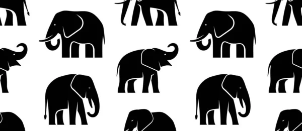 Бесшовный Узор Логотипом Elephant Изолированные Белом Фоне — стоковый вектор