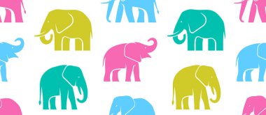 Elephant logolu dikişsiz desen. beyaz arka plan üzerinde izole